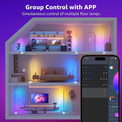Lámpara de pie LED RGB regulable para esquina
