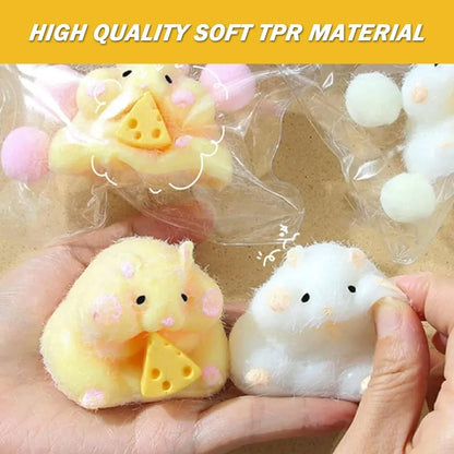 Hámster squishy con queso – juguete antiestrés decorativo