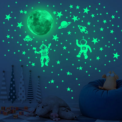 Pegatinas luminosas de luna y estrellas para habitación infantil