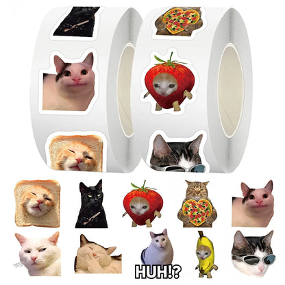 Rollo de 500 pegatinas de gatos meme para recompensas