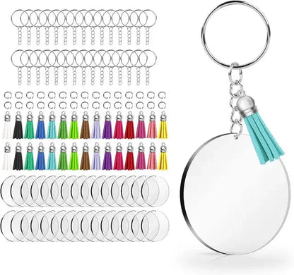 Kit de llaveros acrílicos transparentes con borlas