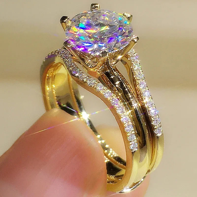 Anillo color oro rosa con circonita de 6 garras