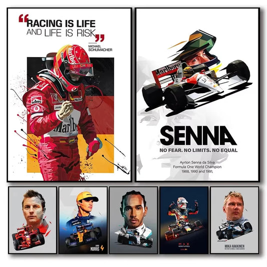 Póster decorativo de Ayrton Senna estilo graffiti racing