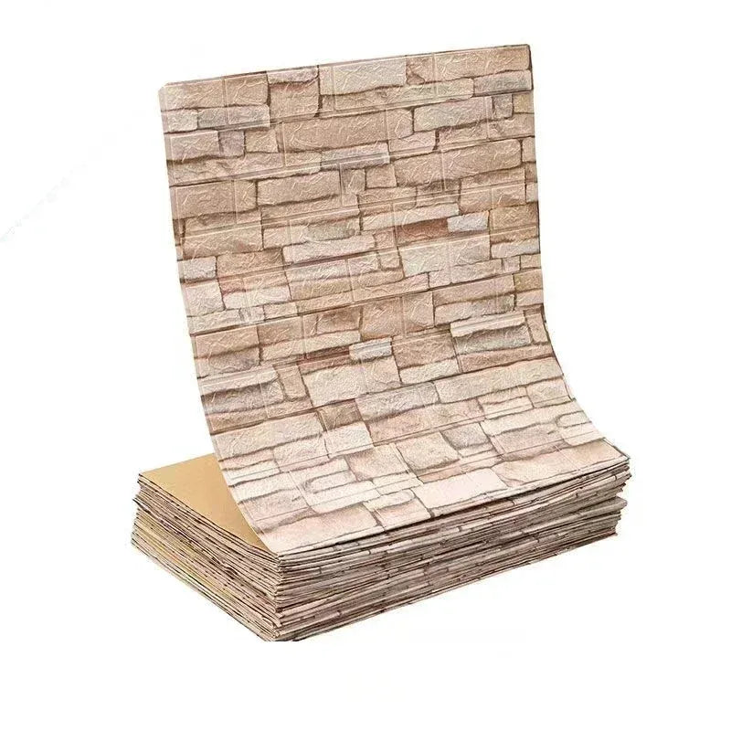 Papel pintado adhesivo 3D efecto ladrillo impermeable
