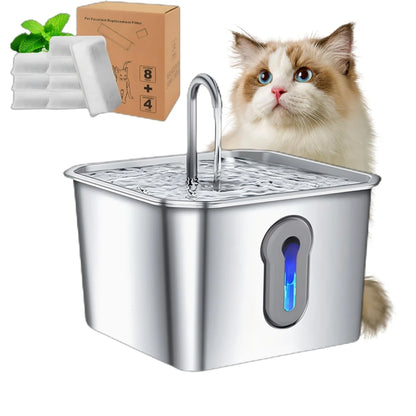 Stainless Steel Cat Water Fountain, 134oz/4L Automatic Pet Water Fountain With Ultra-Quiet Pump for Cats Dogs, Multiple Pets