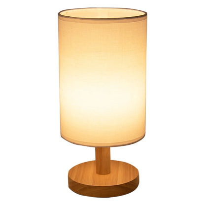 Lámpara de mesita USB con pantalla cilíndrica de madera