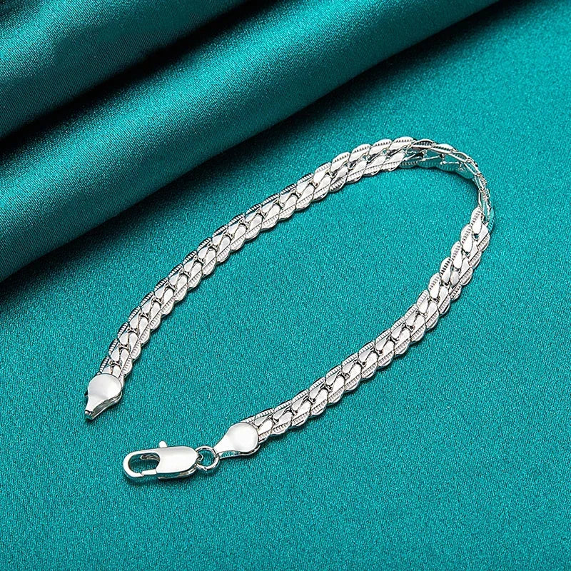 Pulsera de plata 925 con cadena plana y cierre de langosta