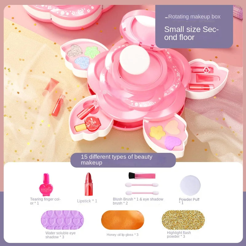 Set de maquillaje infantil de princesa con caja giratoria