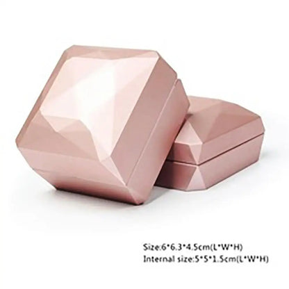 Caja de joyería con luz LED para anillos, collares y regalos
