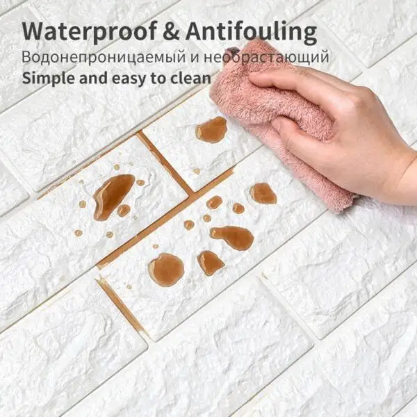 Papel pintado adhesivo 3D efecto ladrillo impermeable