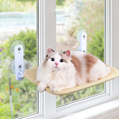 Hamaca de ventana para gatos con ventosas y colchón lavable