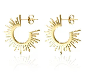 Shiny Zircon pendientes de aro para mujer Trendy Golden acero inoxidable Circle orejaring