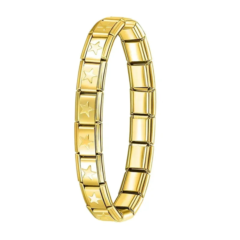 Pulsera elástica de acero inoxidable estilo italiano para mujer