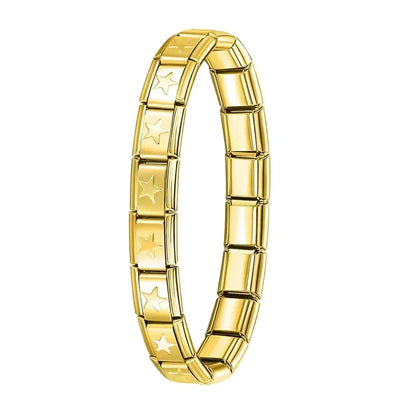 Pulsera elástica de acero inoxidable estilo italiano para mujer