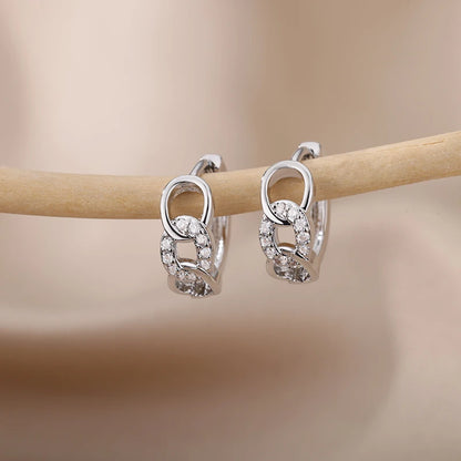 Pendientes aro con estrella de circonita en acero inoxidable