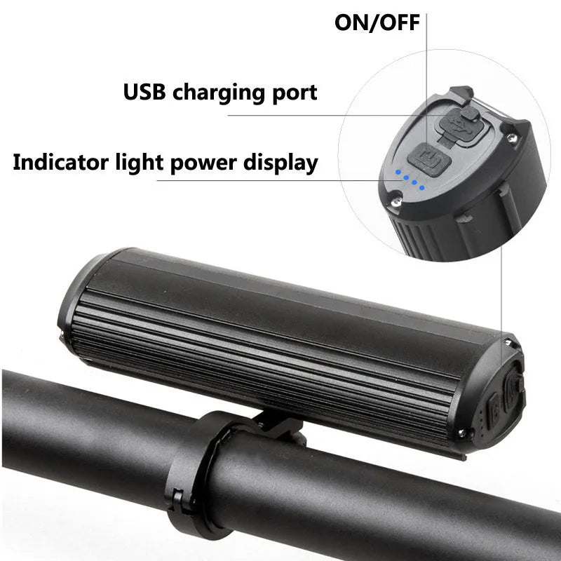 Luz delantera recargable para bicicleta 5200LM con batería externa