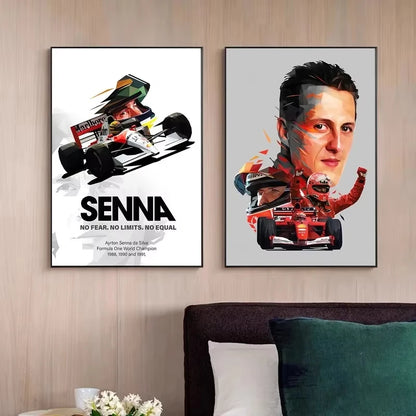 Póster decorativo de Ayrton Senna estilo graffiti racing
