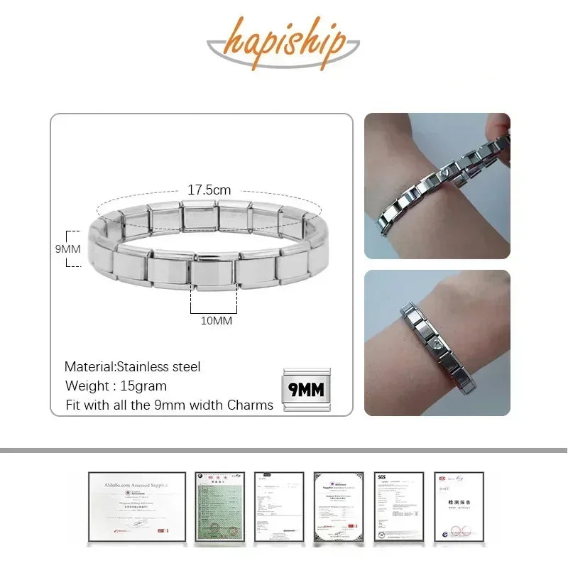 Pulsera elástica de acero inoxidable estilo italiano para mujer