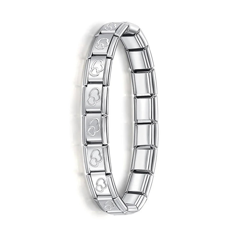 Pulsera elástica de acero inoxidable estilo italiano para mujer