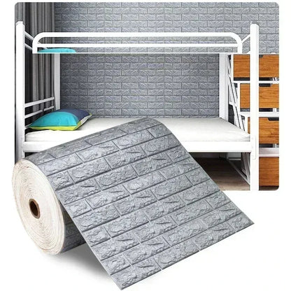 Papel pintado adhesivo 3D efecto ladrillo impermeable