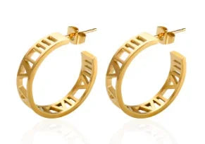 Shiny Zircon pendientes de aro para mujer Trendy Golden acero inoxidable Circle orejaring