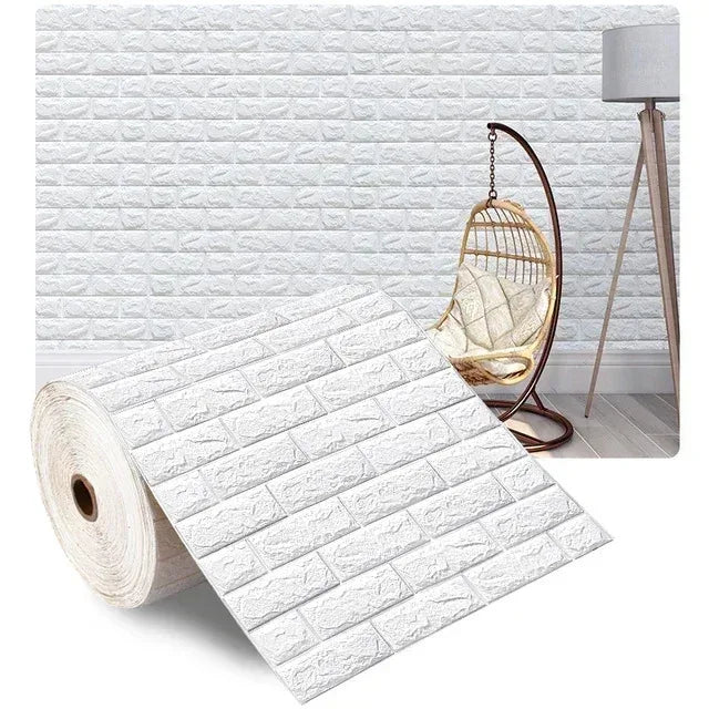 Papel pintado adhesivo 3D efecto ladrillo impermeable