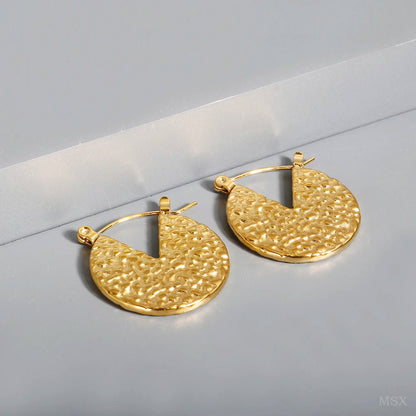 Shiny Zircon pendientes de aro para mujer Trendy Golden acero inoxidable Circle orejaring