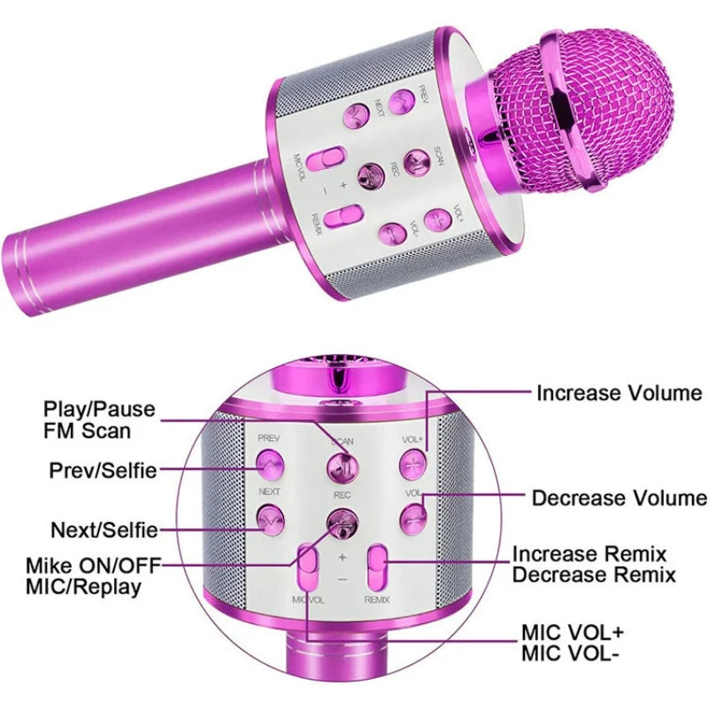 Micrófono karaoke inalámbrico Bluetooth para fiestas