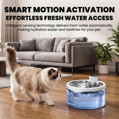 Fuente automática inalámbrica para gatos – 2,5 L con sensor inteligente y 3 modos de flujo