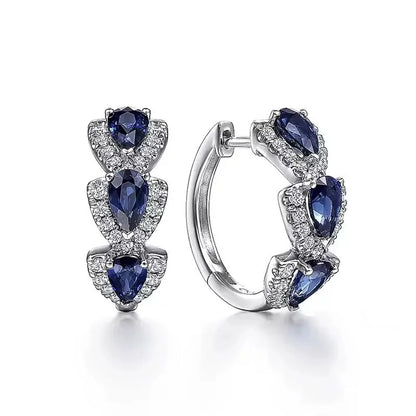 Pendientes de aro elegantes con gema sintética brillante