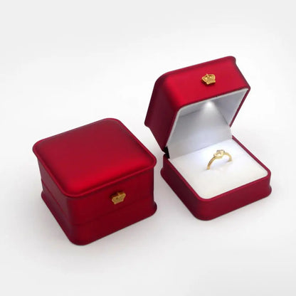 Caja de joyería con luz LED para anillos, collares y regalos