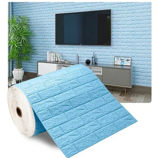 Papel pintado adhesivo 3D efecto ladrillo impermeable