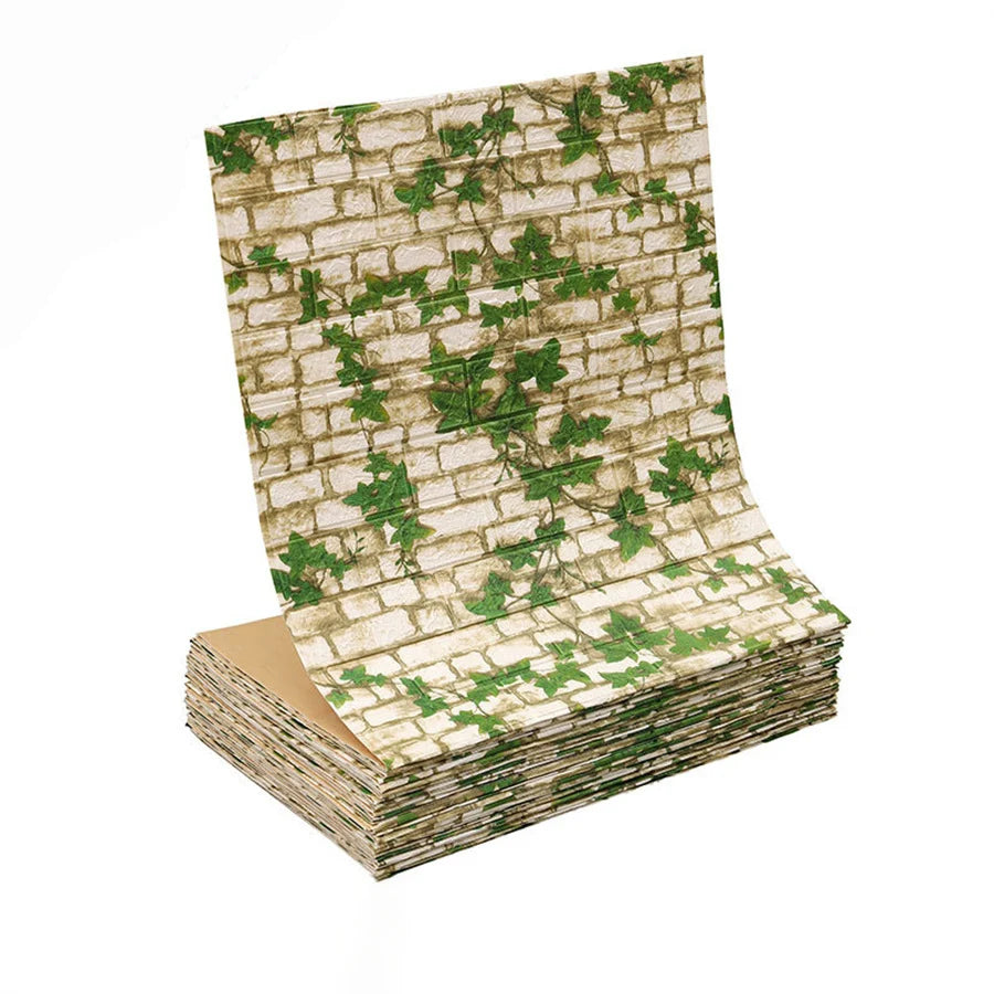 Papel pintado adhesivo 3D efecto ladrillo impermeable