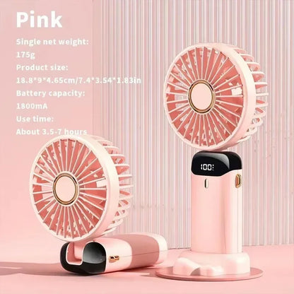 Mini ventilador portátil recargable con pantalla LED y 5 velocidades