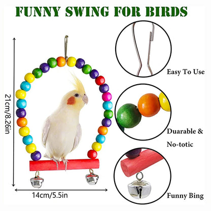 Set de 7 juguetes de madera para loros y aves