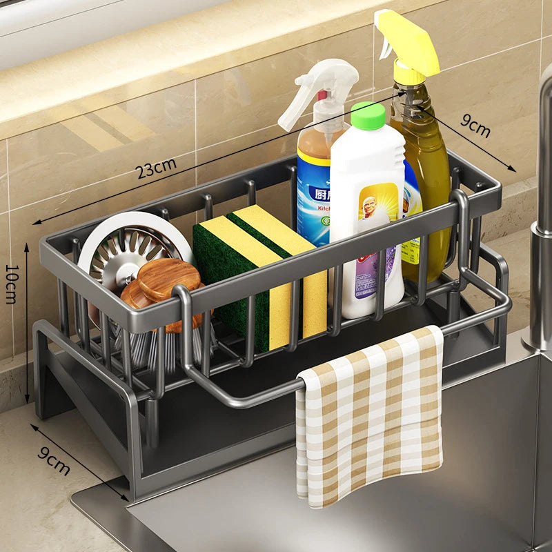 Estante organizador de cocina para fregadero con drenaje