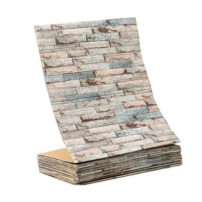 Papel pintado adhesivo 3D efecto ladrillo impermeable