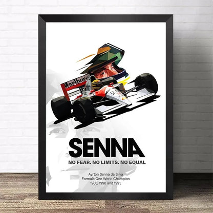Póster decorativo de Ayrton Senna estilo graffiti racing