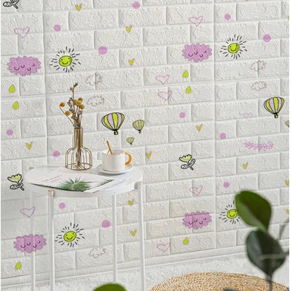 Papel pintado adhesivo 3D efecto ladrillo impermeable