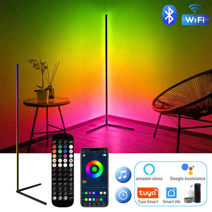 Lámpara de pie LED RGB regulable para esquina