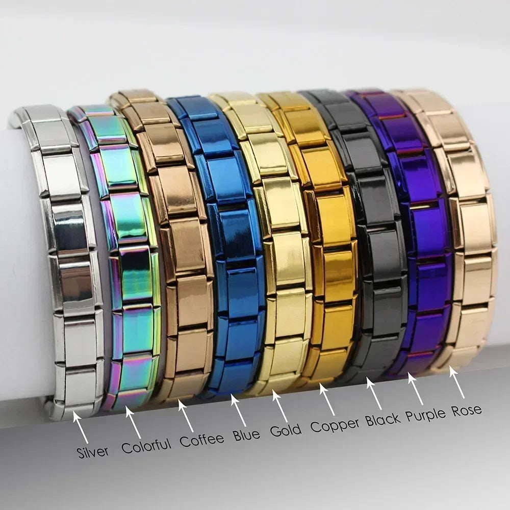 Pulsera elástica de acero inoxidable estilo italiano para mujer