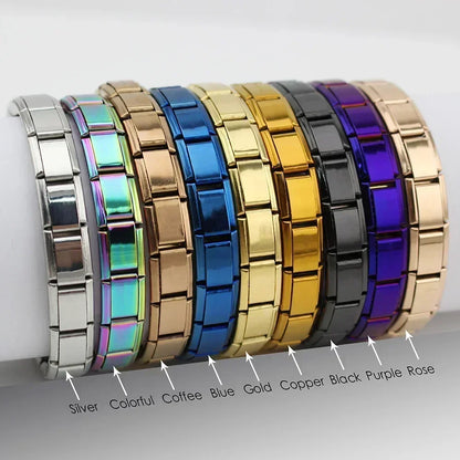Pulsera elástica de acero inoxidable estilo italiano para mujer