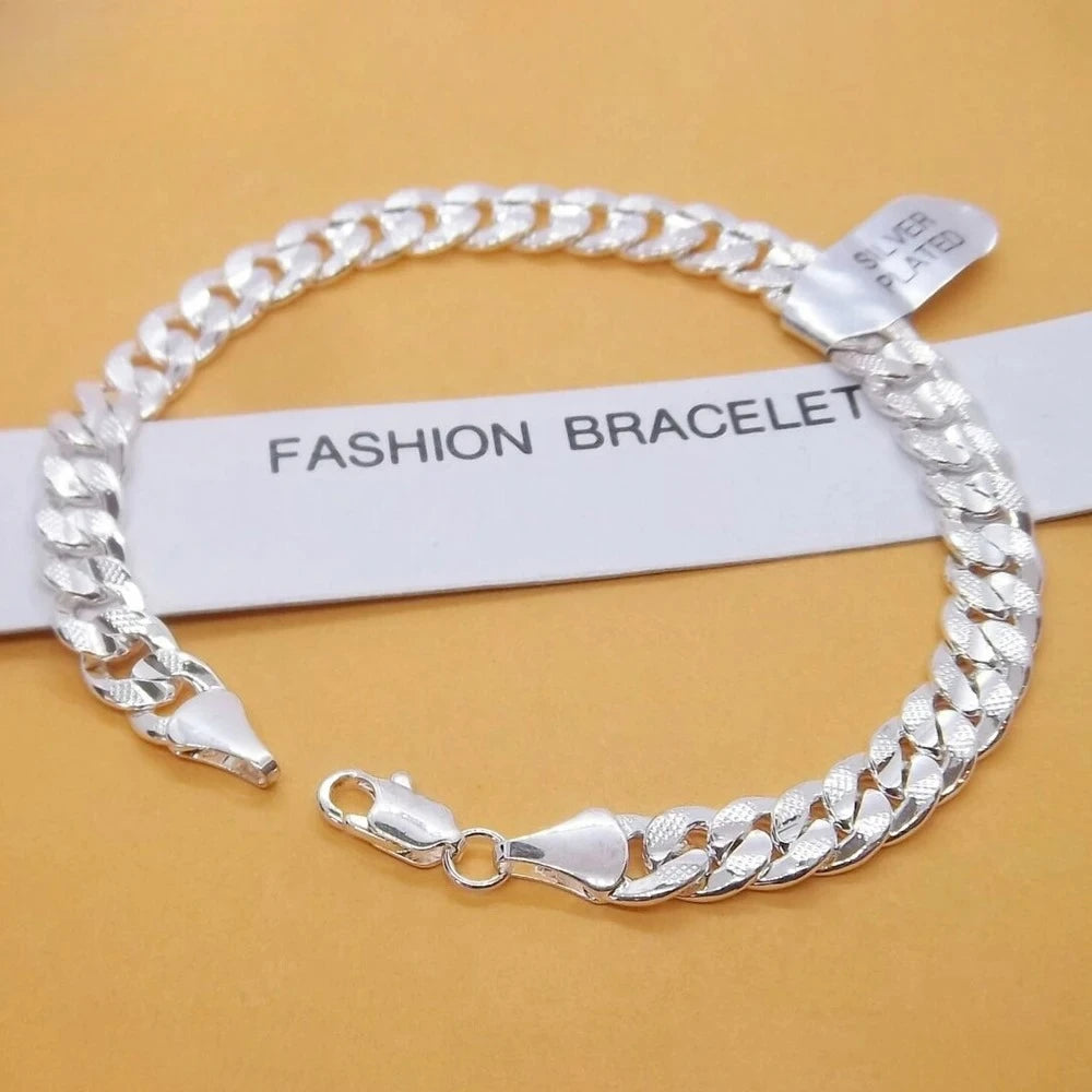 Pulsera de plata 925 con cadena plana y cierre de langosta
