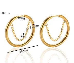 Shiny Zircon pendientes de aro para mujer Trendy Golden acero inoxidable Circle orejaring
