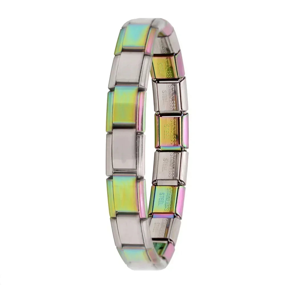 Pulsera elástica de acero inoxidable estilo italiano para mujer