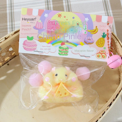 Hámster squishy con queso – juguete antiestrés decorativo