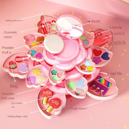 Set de maquillaje infantil de princesa con caja giratoria