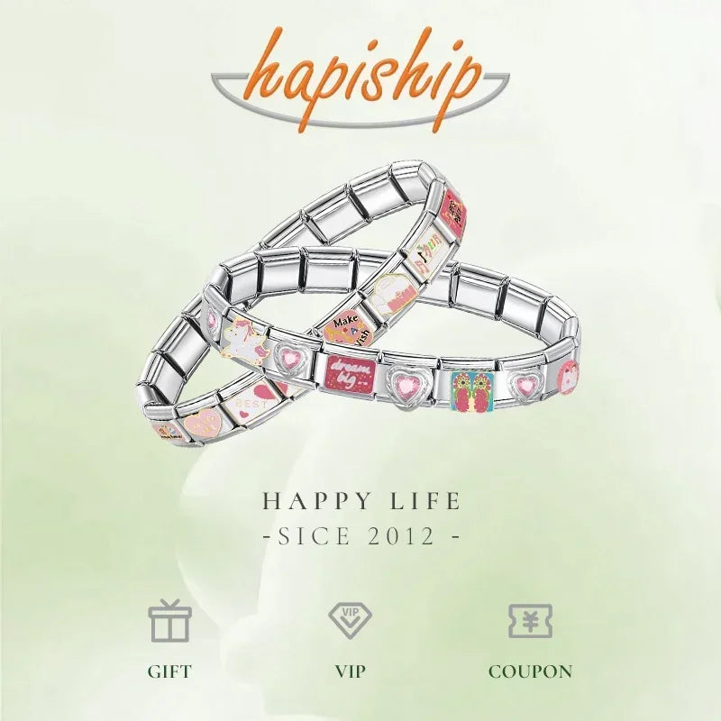 Pulsera elástica de acero inoxidable estilo italiano para mujer