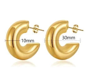 Shiny Zircon pendientes de aro para mujer Trendy Golden acero inoxidable Circle orejaring