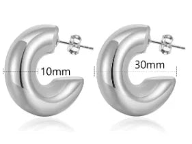 Shiny Zircon pendientes de aro para mujer Trendy Golden acero inoxidable Circle orejaring